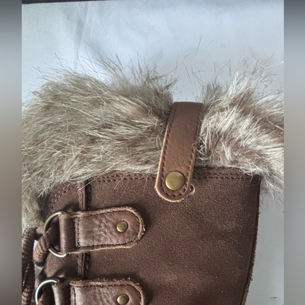 SOREL WOMENS JOAN OF ARTIC WATERPROOF FULL GRAIN LEATHER & SUEDE FAUX FUR SZ 6 - Picture 13 of 13